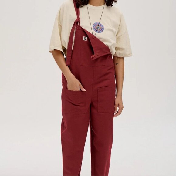 Lucy and Yak Original Dungarees Maroon UK8 - Picture 1 of 4
